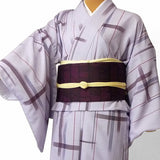 〔着物レンタル〕単衣ハイグレードレンタル(初夏・初秋用／女性用レディース単衣)「Sサイズ」うす紫・絣の画像