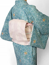 〔着物レンタル〕単衣ハイグレードレンタル(初夏・初秋用／女性用レディース単衣)「Sサイズ」青緑・桜の画像の2