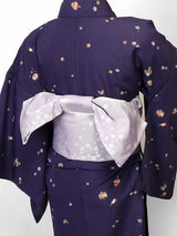 〔着物レンタル〕単衣レンタル(初夏・初秋用／女性用レディース単衣セット)「Sサイズ」紺・コマの画像の2