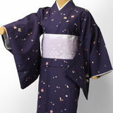〔着物レンタル〕単衣レンタル(初夏・初秋用／女性用レディース単衣セット)「Sサイズ」紺・コマの画像