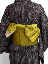宅配レンタル単衣着物セット「Lサイズ」黒・よろけ縞(初夏・初秋用／女性用レディース単衣)の画像の2