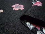 宅配レンタル単衣着物セット「Lサイズ」黒・立桜(初夏・初秋用／女性用レディース単衣)の画像の4