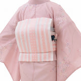 着物レンタル夏物名古屋帯セット(夏用・薄物・駒絽レディース)「Mサイズ」ピンク・萩着付け簡単の画像の2