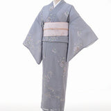 着物レンタル夏物名古屋帯セット(夏用・薄物・駒絽レディース)「Mサイズ」青グレー・萩の画像