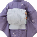 着物レンタル夏物名古屋帯セット(夏用・薄物・駒絽レディース)「Mサイズ」紺・雪輪の画像の2