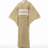 着物レンタル夏物名古屋帯セット(夏用・薄物・駒絽レディース)「Mサイズ」黄緑・萩の画像
