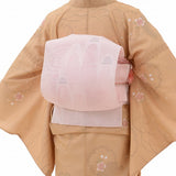 着物レンタル夏物名古屋帯セット(夏用・薄物・駒絽レディース)「Mサイズ」黄土色・雪輪の画像の2