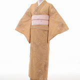 着物レンタル夏物名古屋帯セット(夏用・薄物・駒絽レディース)「Mサイズ」黄土色・雪輪の画像