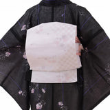着物レンタル夏物名古屋帯セット(夏用・薄物・紗レディース)「Sサイズ」黒・バラ(ワンタッチ式)の画像の2