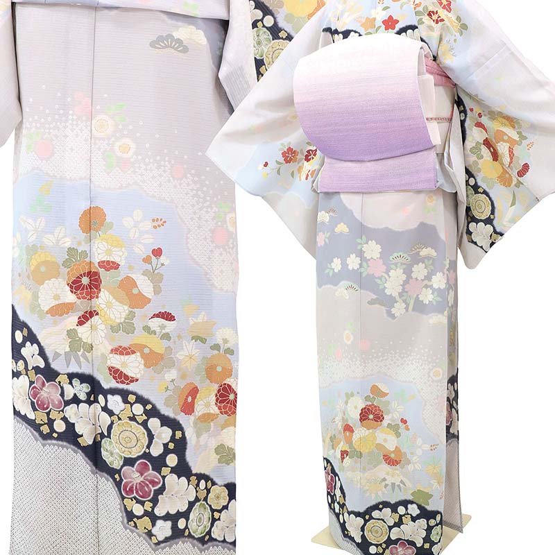 夏物 絽 訪問着 レンタル Sサイズ 薄藤色 辻が花 ワンタッチ – みやこもん