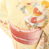 夏物絽訪問着レンタル「Sサイズ」薄オレンジ・辻が花夏暑い季節用着物セットフォーマルワンタッチの画像の4