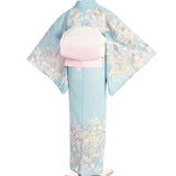 夏物夏用絽訪問着レンタル「Lサイズ」水色破れ七宝小桜夏着物フルセット簡単ワンタッチの画像の2