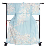 夏物夏用絽訪問着レンタル「Lサイズ」水色破れ七宝小桜夏着物フルセット簡単ワンタッチの画像の3