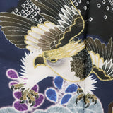 七五三着物3歳男の子レンタル簡単着付けワンタッチ100サイズ被布クリーム絞り桐文/紺鷹753の画像の3