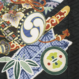 七五三着物3歳男の子レンタル簡単着付けワンタッチ100サイズ被布黒大矢羽根/茶色カブト753の画像の4