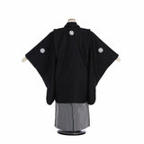 七五三5歳男の子レンタル着物黒紋付袴五つ文クラシック753ワンタッチかんたんの画像の2