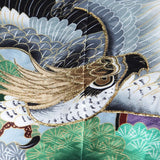 七五三5歳男の子袴レンタル着物水色から黒/はかま濃紺鷹に松吉祥文ワンタッチかんたんの画像の3