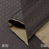 【着物レンタル】「Mサイズ」茶色・市松・御召風CLUBH.L(春秋冬用／男物メンズ袷紬アンサンブル)【簡単/ワンタッチ/結婚式/七五三/和服/和装/貸衣装/貸衣裳/レンタル】の画像の4