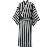 着物レンタル男「Sサイズ」茶色・縦縞／グレー・鼓文(春秋冬用／男着物メンズ袷)和服の画像の2