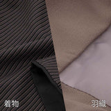 着物レンタル男メンズ「XLサイズ」茶縞モカ(春秋冬用／袷)父七五三撮影和服の画像の4