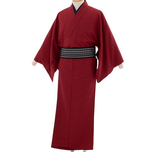 着物レンタル男メンズ「Sサイズ」赤モスグレー(春秋冬用／袷)撮影舞台落語衣装七五三父の画像の2