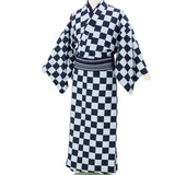 着物レンタル男「4Lサイズ」紺・市松／紺・重ね格子(初夏・初秋用／単衣)和服祭りトールの画像の2
