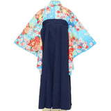 袴レンタル卒業式ワンタッチ「XSサイズ」卒業袴二尺袖水色牡丹桜/紺刺繍はかま簡単フルセットの画像の2