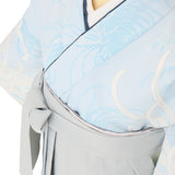 袴レンタル卒業式ワンタッチ「XSサイズ」卒業袴二尺袖水色乱菊/グレー無地はかまくすみ系簡単フルセットの画像の5