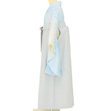 袴レンタル卒業式ワンタッチ「Lサイズ」卒業袴二尺袖水色乱菊/グレー無地はかまくすみ系簡単フルセットの画像の3