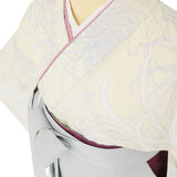 袴レンタル卒業式ワンタッチ「Sサイズ」卒業袴二尺袖白色乱菊/グレー無地はかまくすみ系簡単フルセットの画像の5