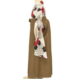 袴レンタル卒業式ワンタッチ「Mサイズ」卒業袴二尺袖ベージュ大ツバキ/茶くすみ系はかま簡単フルセット大学の画像の3