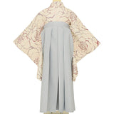 袴レンタル卒業式ワンタッチ「Mサイズ」卒業袴二尺袖白昭和ポップアートバラ/グレーくすみ系はかま簡単フルセット大学の画像の2