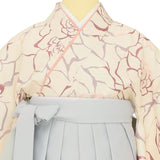 袴レンタル卒業式ワンタッチ「XXSサイズ3Sサイズ」卒業袴二尺袖白昭和ポップアートバラ/グレーくすみ系はかま簡単フルセット大学の画像の4