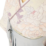 袴レンタル卒業式ワンタッチ「Lサイズ」卒業袴二尺袖白大牡丹パステルくすみ系/グレー無地はかま簡単フルセット大学の画像の5