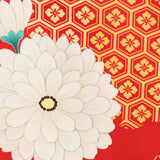 袴レンタル卒業式ワンタッチ「XSサイズ」卒業袴二尺袖赤大菊亀甲菱/クリームはかま簡単フルセット大学の画像の6