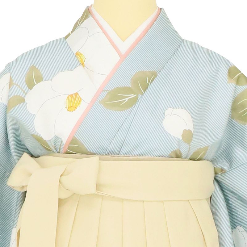 袴 レンタル 卒業式 ワンタッチ「XSサイズ」卒業袴 二尺袖 水色縞 白