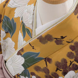 ワンタッチ小学校卒業式女の子簡単はかま「140サイズ」茶金/袴くすみピンク大牡丹水墨梅フルセット女子の画像の5