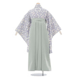 ワンタッチ小学校卒業式女の子簡単はかま「140サイズ」青グレー/袴アイスミント白ネコ水玉ドットフルセット女子の画像の2