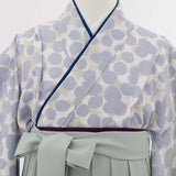 ワンタッチ小学校卒業式女の子簡単はかま「160サイズ」青グレー/袴アイスミント白ネコ水玉ドットフルセット女子の画像の4