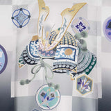 産着レンタルワンタッチ男の子「Fサイズ」白黒グレーかぶと丸紋扇お宮参り百日祝いお食い初め初着簡単着付け50/60サイズの画像の2