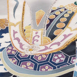 産着レンタルワンタッチ男の子「Fサイズ」白黒グレーかぶと丸紋扇お宮参り百日祝いお食い初め初着簡単着付け50/60サイズの画像の3