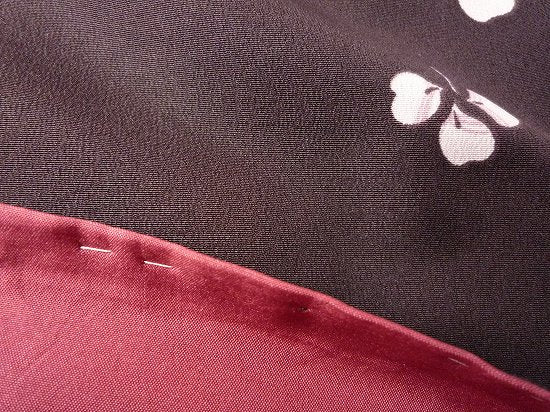 着物レンタル春秋冬用レディース袷小紋セット「Sサイズ」茶色・クローバーの画像の3
