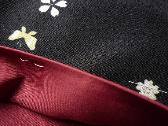 着物レンタル春秋冬用レディース袷小紋セット「Mサイズ」黒・小蝶の画像の3