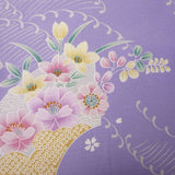 着物レンタル春秋冬用レディース袷小紋袋帯セット「Sサイズ」紫・扇面着付け簡単の画像の3