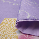 着物レンタル春秋冬用レディース袷小紋袋帯セット「Sサイズ」紫・扇面着付け簡単の画像の4