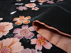 着物レンタル春秋冬用レディース袷小紋セット「Sサイズ」黒・夜桜の画像の4