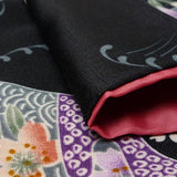 着物レンタル春秋冬用レディース袷小紋京袋帯セット「Sサイズ」黒・扇面の画像の4