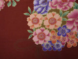 着物レンタル春秋冬用レディース袷小紋セット「Lサイズ」茶・丸花束の画像の3