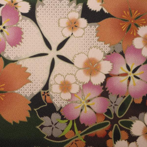 着物レンタル春秋冬用レディース袷小紋名古屋帯セット「Sサイズ」緑・なでしこ・桜の画像の3