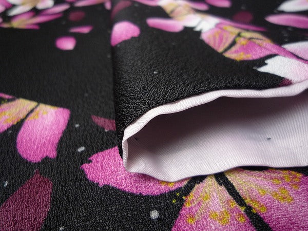 着物レンタル春秋冬用レディース袷小紋セット「Sサイズ」黒・細桜の画像の4